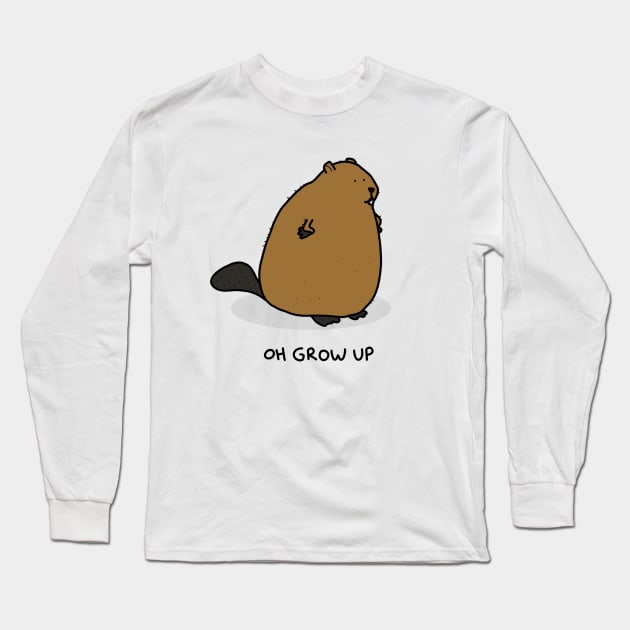 Grumpy Beaver Long Sleeve T-Shirt by grumpyanimals